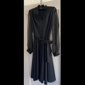 Vintage black dress with chiffon sleeves